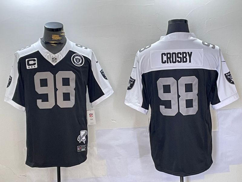 Men Oakland Raiders #98 Crosby Black Thanksgiving five generations 2024 Nike Limited NFL Jersey style 1